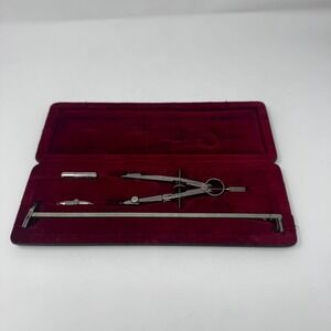Vintage Tower 5104 Drafting Tool Set Compass Beam Engineering Kit Red Velvet Cs